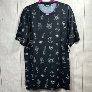 iEDM Mens Graphic Print Black White Short Sleeve Crewneck T Shirt